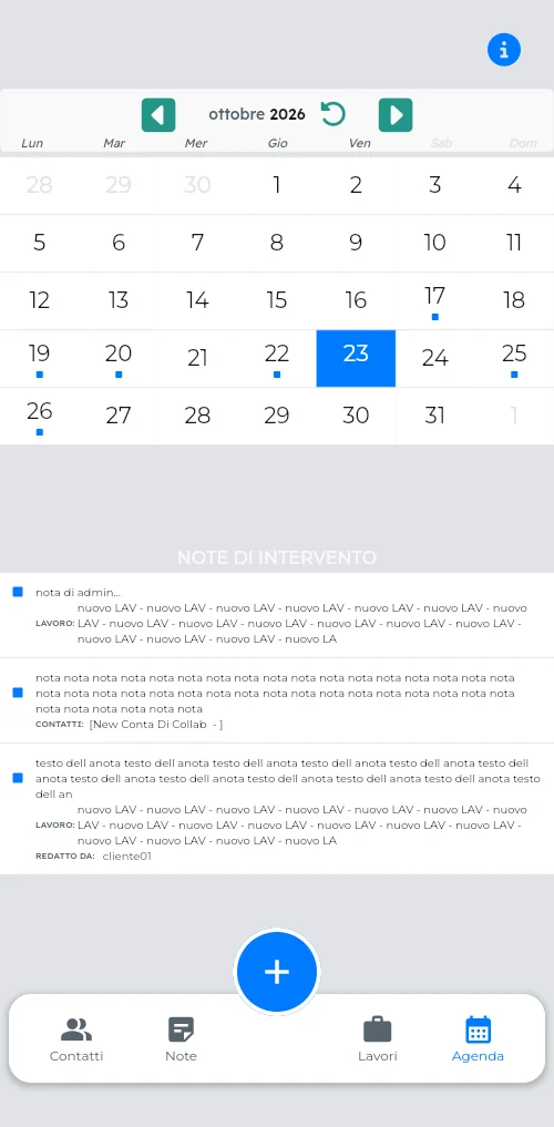 Agenda con le note di tutta la squadra